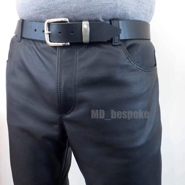 Alan black leather jeans and belt